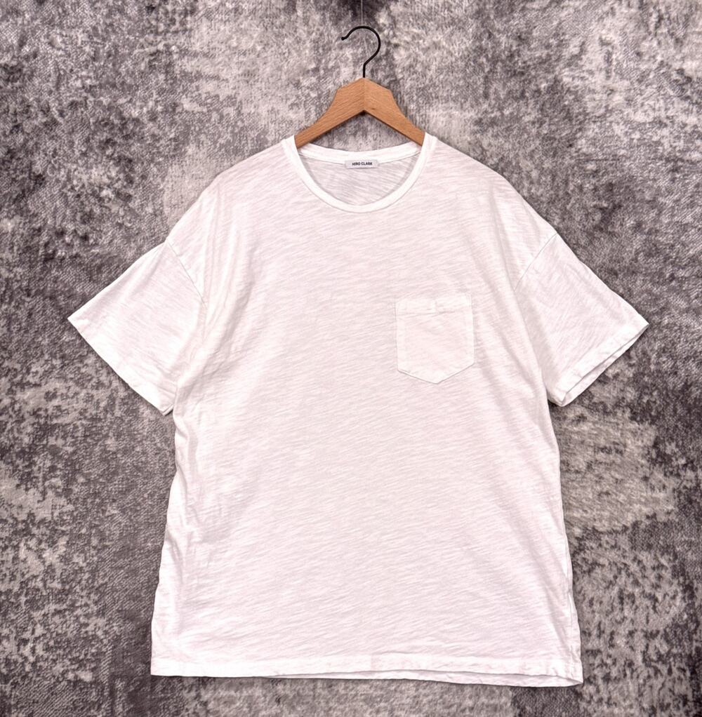 Hiro Clark Shirt Large Mens White Slub Pocket Tee Short Sleeve
